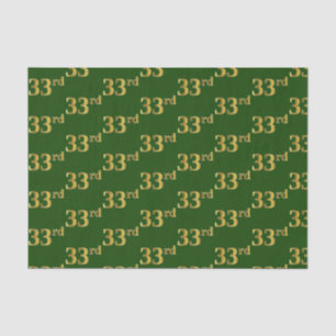 Green, Faux Gold 33rd (Thirty-Third) Event Tissue Paper