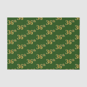 Green, Faux Gold 36th (Thirty-Sixth) Event Tissue Paper