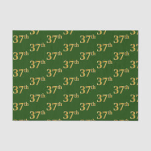 Green, Faux Gold 37th (Thirty-Seventh) Event Tissue Paper