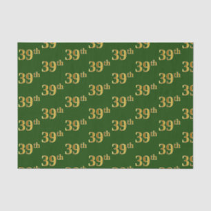 Green, Faux Gold 39th (Thirty-Ninth) Event Tissue Paper