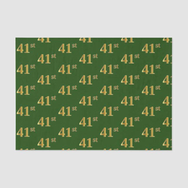 Green, Faux Gold 41st (Forty-First) Event Tissue Paper (Front)