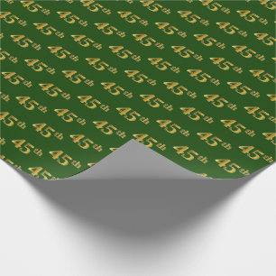 Green, Faux Gold 45th (Forty-Fifth) Event Wrapping Paper
