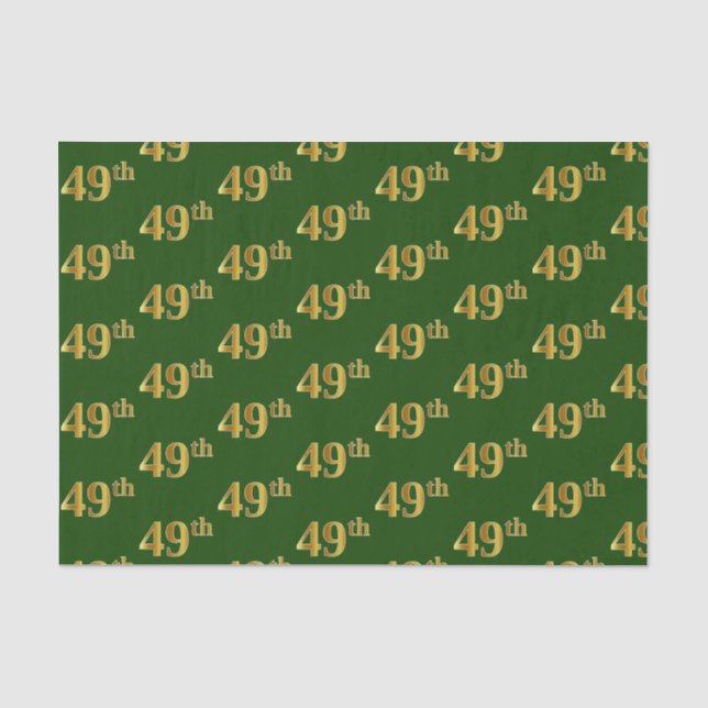 Green, Faux Gold 49th (Forty-Ninth) Event Tissue Paper (Front)