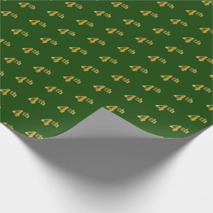 Green, Faux Gold 4th (Fourth) Event Wrapping Paper