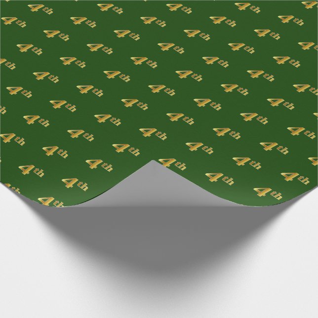 Green, Faux Gold 4th (Fourth) Event Wrapping Paper (Corner)