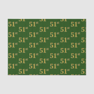 Green, Faux Gold 51st (Fifty-First) Event Tissue Paper