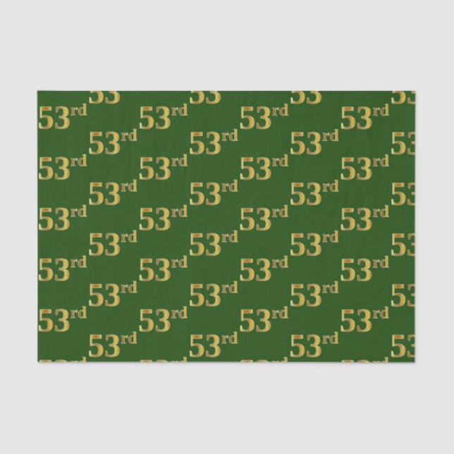 Green, Faux Gold 53rd (Fifty-Third) Event Tissue Paper (Front)