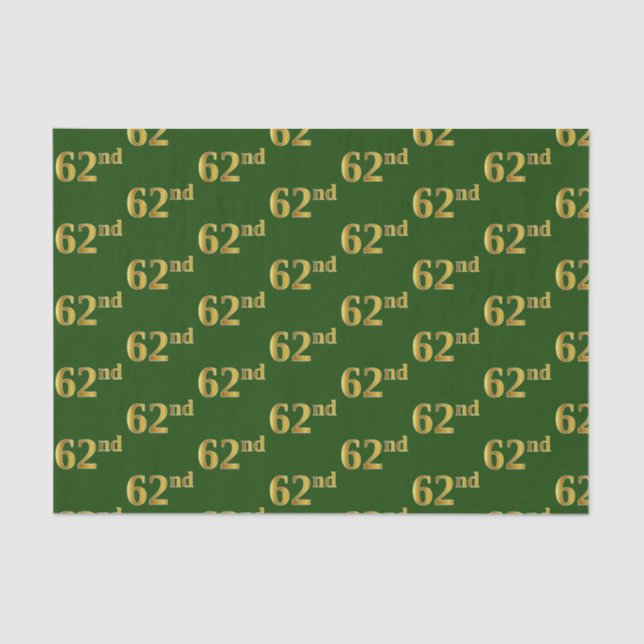 Green, Faux Gold 62nd (Sixty-Second) Event Tissue Paper (Front)