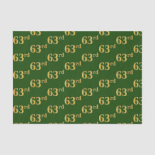 Green, Faux Gold 63rd (Sixty-Third) Event Tissue Paper