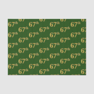 Green, Faux Gold 67th (Sixty-Seventh) Event Tissue Paper