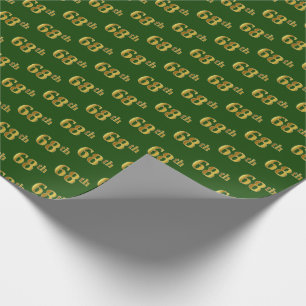Green, Faux Gold 68th (Sixty-Eighth) Event Wrapping Paper