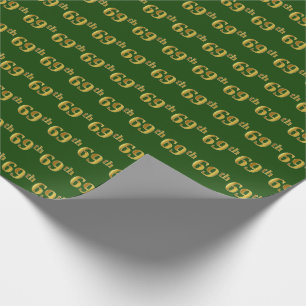 Green, Faux Gold 69th (Sixty-Ninth) Event Wrapping Paper