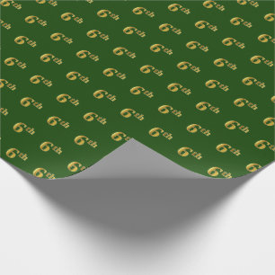 Green, Faux Gold 6th (Sixth) Event Wrapping Paper