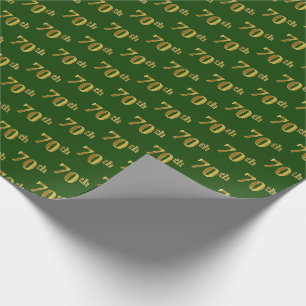 Green, Faux Gold 70th (Seventieth) Event Wrapping Paper