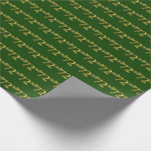 Green, Faux Gold 72nd (Seventy-Second) Event Wrapping Paper