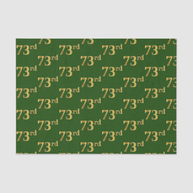 Green, Faux Gold 73rd (Seventy-Third) Event Tissue Paper (Front)