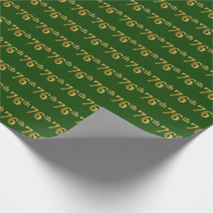 Green, Faux Gold 76th (Seventy-Sixth) Event Wrapping Paper