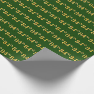 Green, Faux Gold 84th (Eighty-Fourth) Event Wrapping Paper