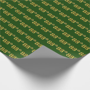 Green, Faux Gold 88th (Eighty-Eighth) Event Wrapping Paper