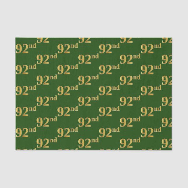 Green, Faux Gold 92nd (Ninety-Second) Event Tissue Paper (Front)