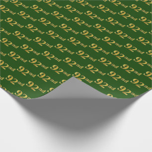 Green, Faux Gold 92nd (Ninety-Second) Event Wrapping Paper