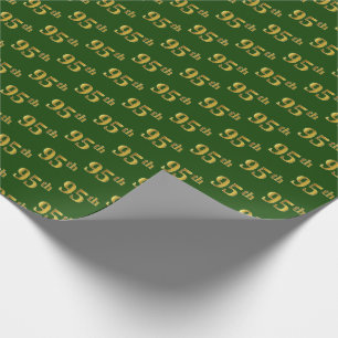Green, Faux Gold 95th (Ninety-Fifth) Event Wrapping Paper