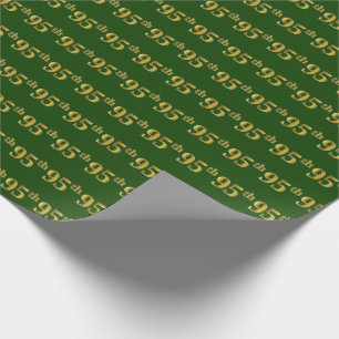 Green, Faux Gold 95th (Ninety-Fifth) Event Wrapping Paper