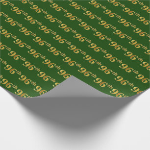 Green, Faux Gold 96th (Ninety-Sixth) Event Wrapping Paper
