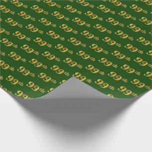 Green, Faux Gold 99th (Ninety-Ninth) Event Wrapping Paper