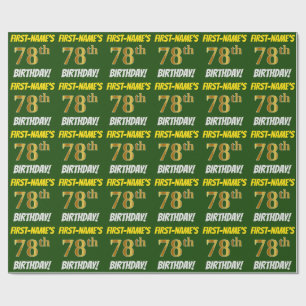 Green, Faux/Imitation Gold, "78th BIRTHDAY" Wrapping Paper