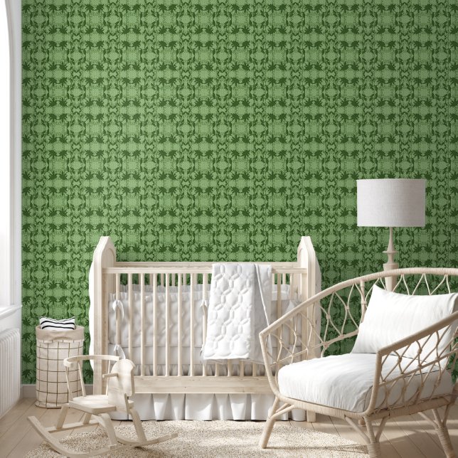 Green Faux Lace Pattern Wallpaper (Kids)