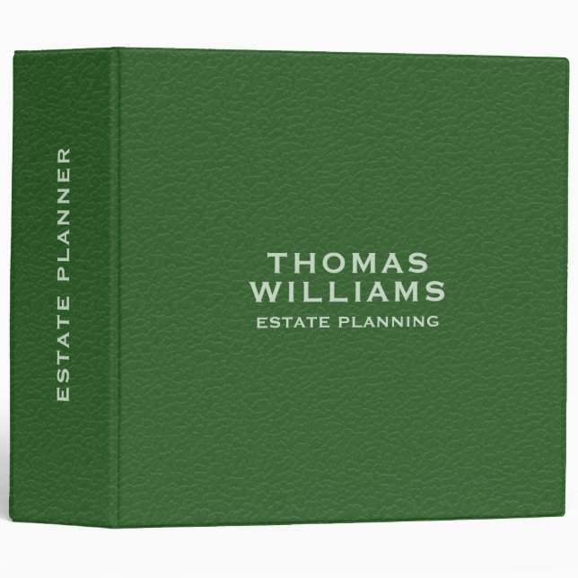 Green Faux Leather Look Light Green Typography Binder (Front/Spine)