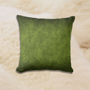 Green Faux Leather Throw Pillow