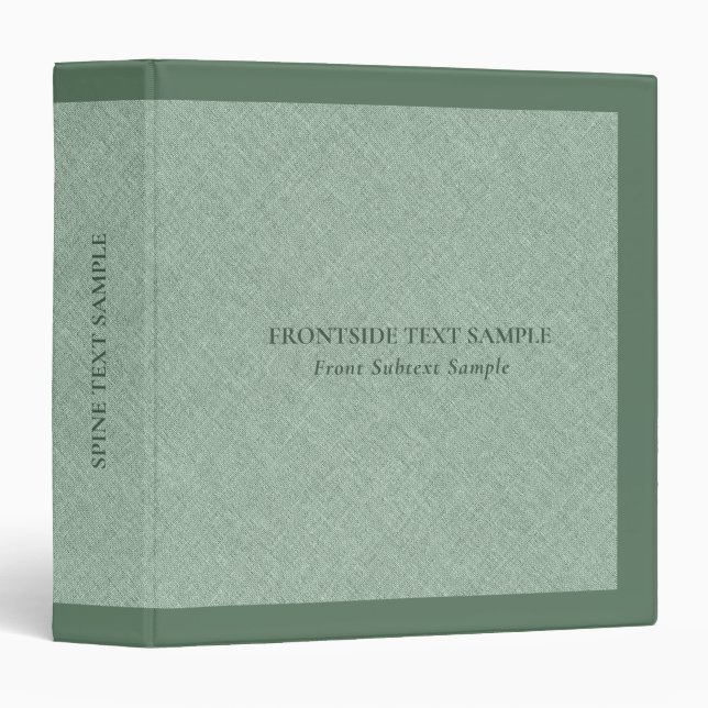 Green Faux Linen Texture Look Binder (Front/Spine)