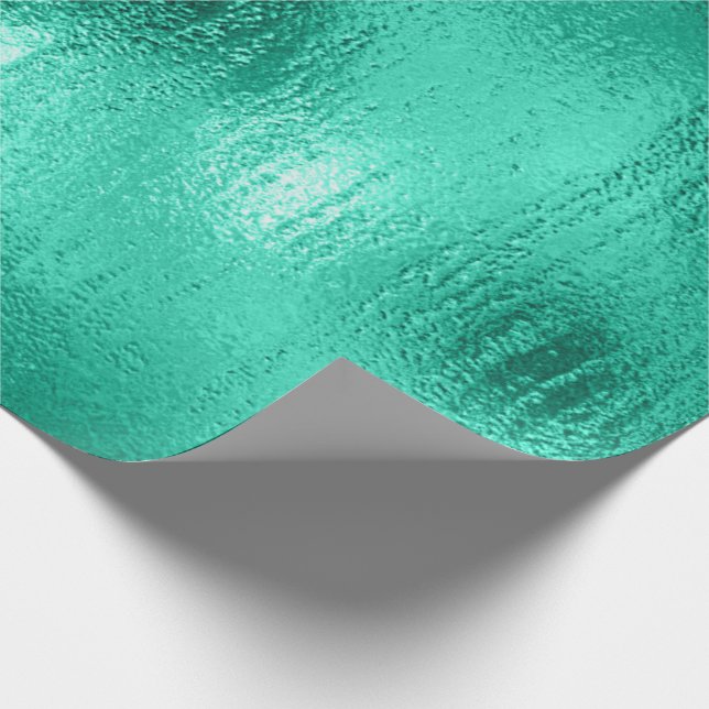 Green Faux Metallic Christmas Xmas Holiday Wrapping Paper (Corner)