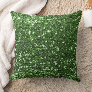 Green Faux Sequin Glitter Throw Pillow