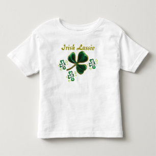 Green Faux Velvet Clover Irish Lassie Toddler T-shirt