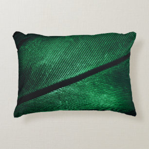 Green Feather, Beautiful Pattern Texture. Accent Pillow