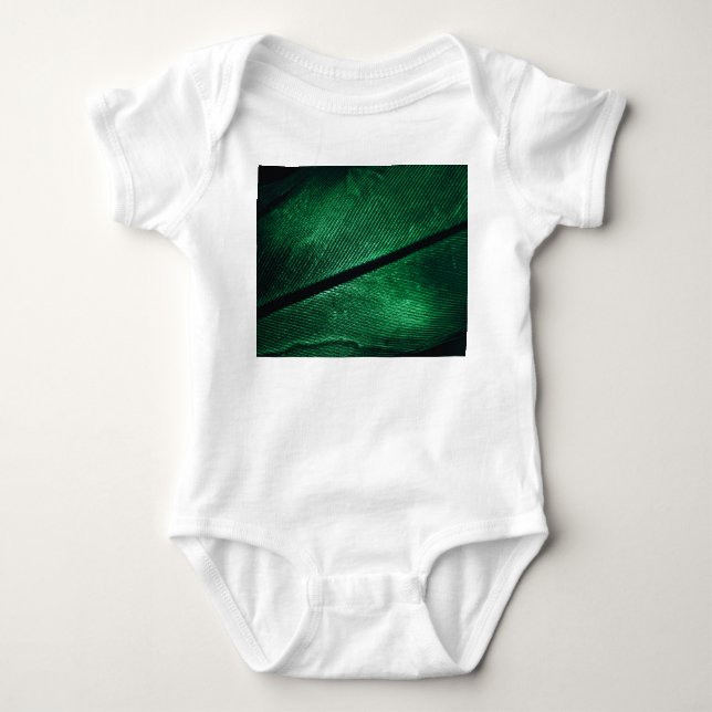 Green Feather, Beautiful Pattern Texture. Baby Bodysuit (Front)