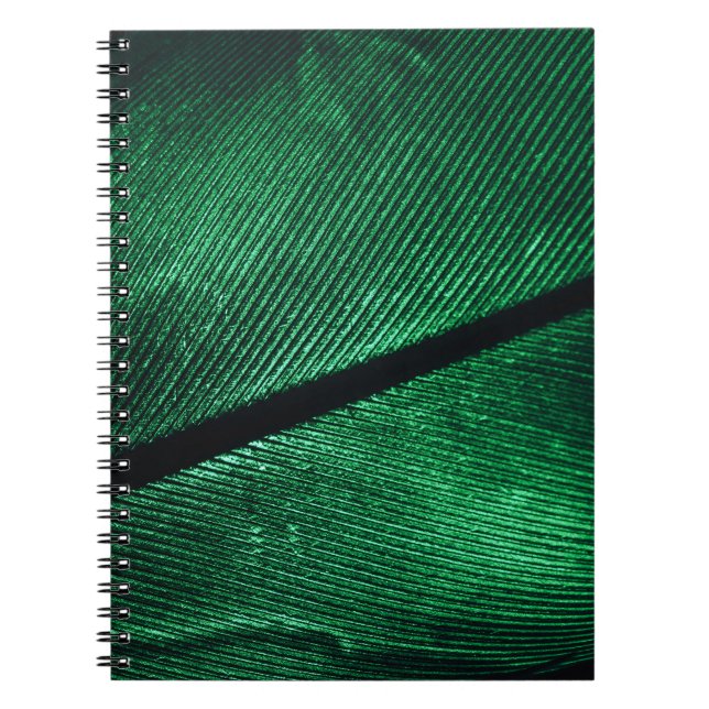 Green Feather, Beautiful Pattern Texture. Notebook (Front)