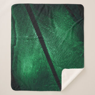 Green Feather, Beautiful Pattern Texture. Sherpa Blanket