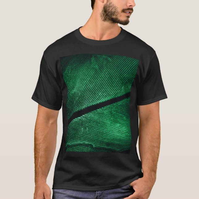 Green Feather, Beautiful Pattern Texture. T-Shirt (Front)