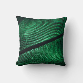 Green Feather, Beautiful Pattern Texture. Throw Pillow
