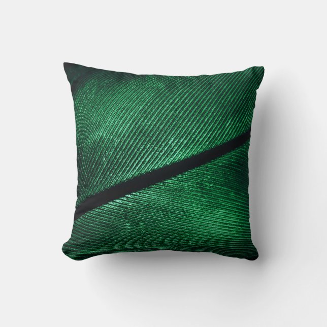 Green Feather, Beautiful Pattern Texture. Throw Pillow (Front)