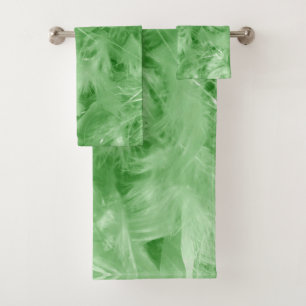 Green Feathers Bath Towel Set
