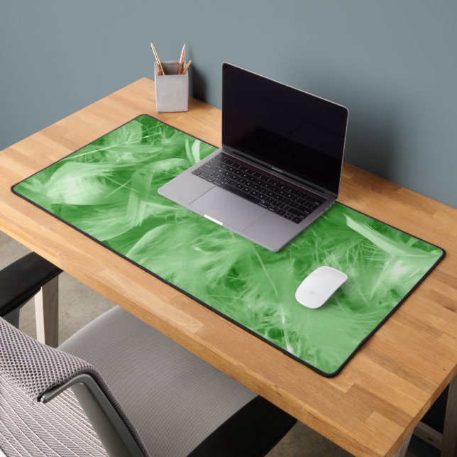 Green Feathers Desk Mat (Office 2)