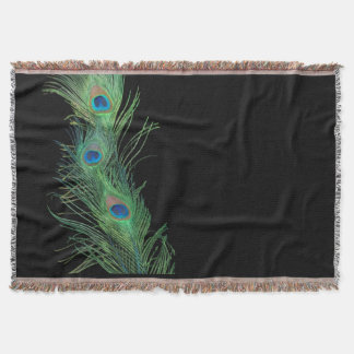 Green Feathers with Black Sill Life Throw Blanket