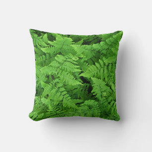 Green fern beauty throw pillow