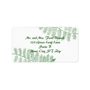 Green Fern Branch Leaves Address Labels