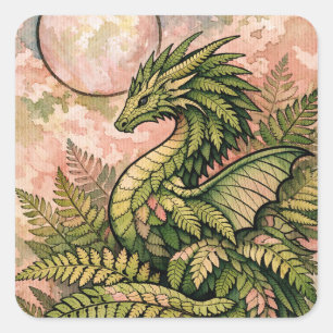 Green Fern Dragon                                  Square Sticker